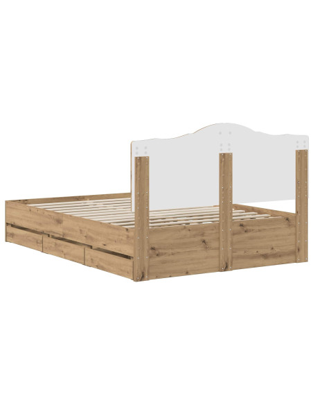 Bed Frame with Storage and Headboard Artisan Oak 140 x 190 cm