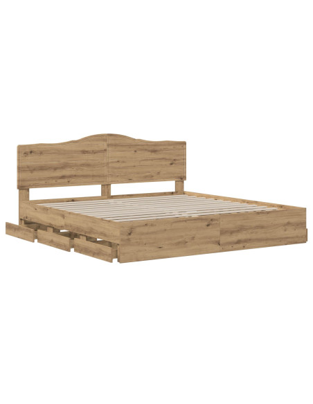 Bed Frame with Storage and Headboard Artisan Oak 180 x 200 cm