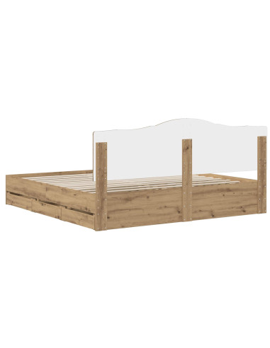 Bed Frame with Storage and Headboard Artisan Oak 180 x 200 cm