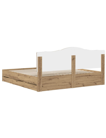 Bed Frame with Storage and Headboard Artisan Oak 180 x 200 cm