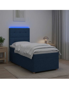 Letto box spring con materasso Blu 90 x 200 cm Tessuto