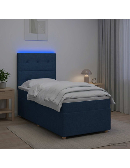 Letto box spring con materasso Blu 90 x 200 cm Tessuto