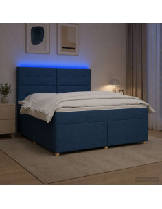 Letto box spring con materasso Blu 180 x 200 cm Tessuto
