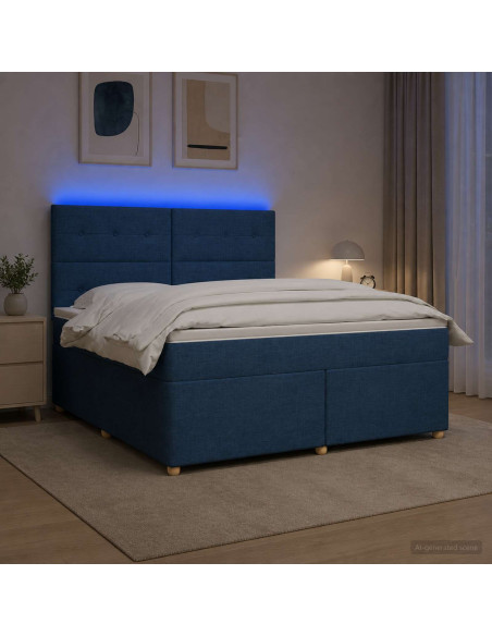 Letto box spring con materasso Blu 180 x 200 cm Tessuto
