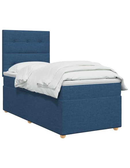 Letto box spring con materasso Blu 90 x 200 cm Tessuto