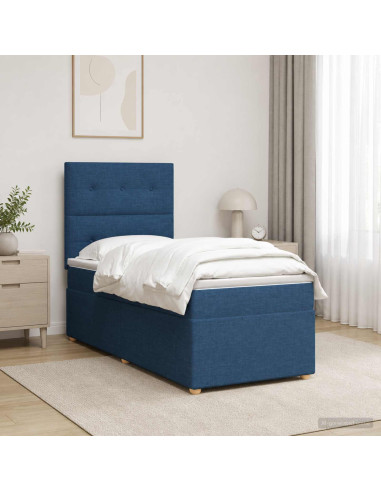 Letto box spring con materasso Blu 90 x 200 cm Tessuto