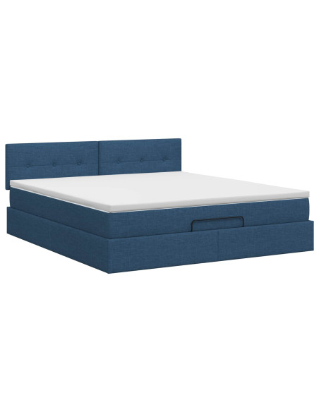 Letto ottomano con materasso Blu 180 x 200 cm Tessuto