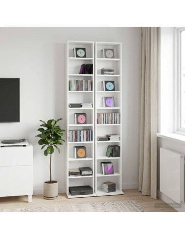Mobile per CD 2 pz Bianco 33 x 23,5 x 175 cm