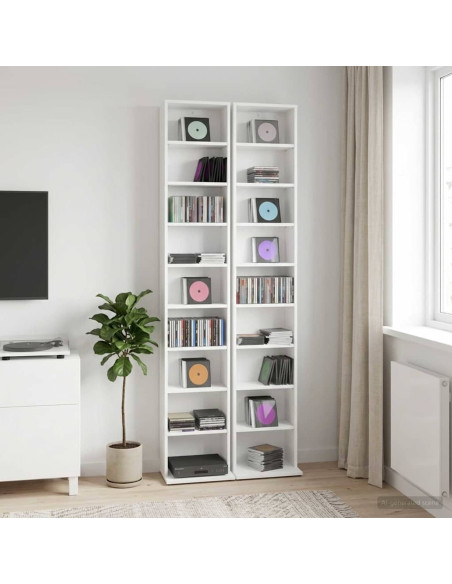 Mobile per CD 2 pz Bianco 33 x 23,5 x 175 cm