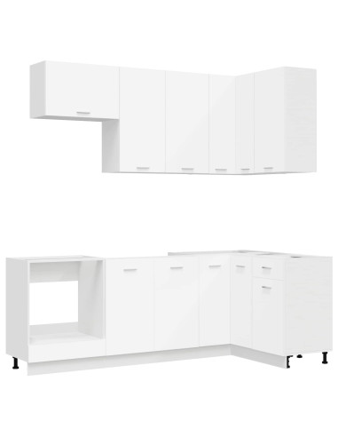 Unità Cucina LYON 8 pcs Bianco Legno ingegnerizzato