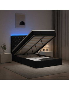 Letto Ottomano con Materasso e LED Nero 120 x 190 cm Velluto