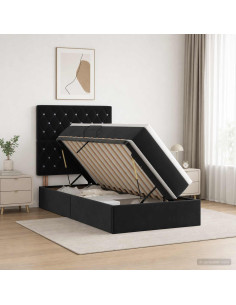 Letto con contenitore e materasso con testiera Velluto