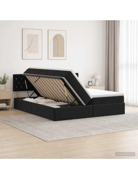 Letto con Contenitore con testiera 2 pz Nero
