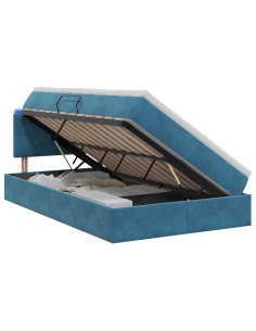 Letto con contenitore LED e materasso Blu Scuro 120 x 200 cm 2