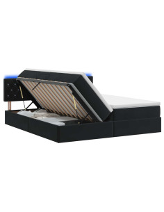 Letto con contenitore LED e materasso Nero 200 x 200 cm Velluto 2