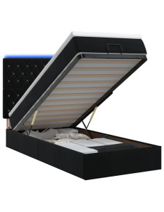 Letto Ottomano con Materasso e LED Nero 80 x 200 cm Velluto 2