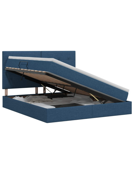 Letto con contenitore e materasso Blu 180 x 200 cm Tessuto