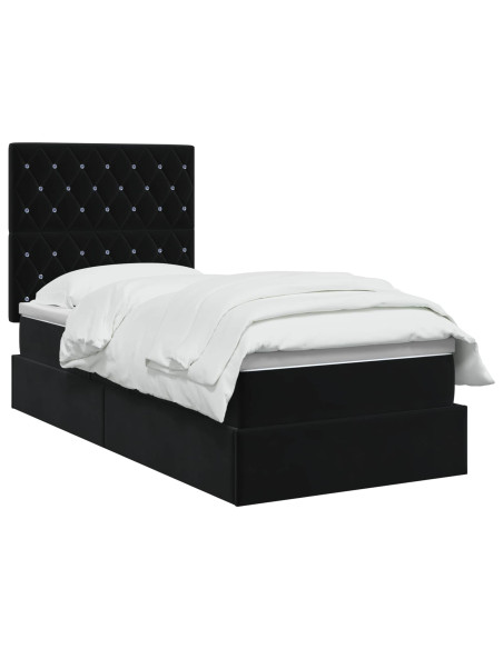 Letto con contenitore e materasso con testiera Velluto