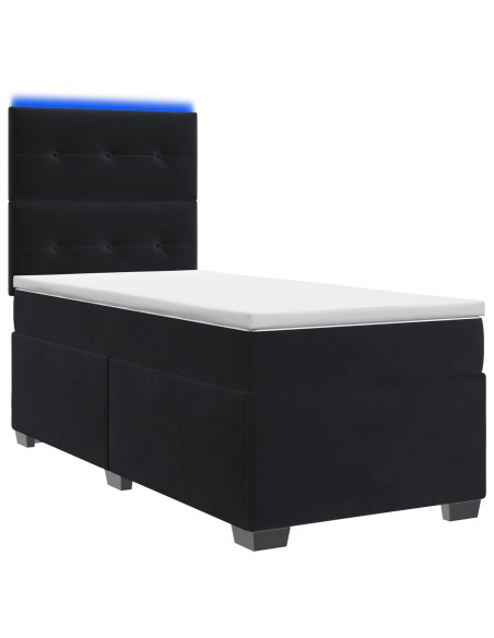 Letto box spring con materasso Nero 80 x 200 cm Velluto
