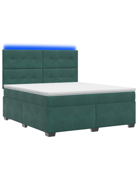 Letto box spring con materasso Verde Scuro 160 x 200 cm Velluto