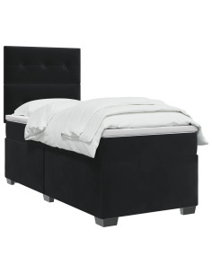 Letto box spring con materasso Nero 80 x 200 cm Velluto 2
