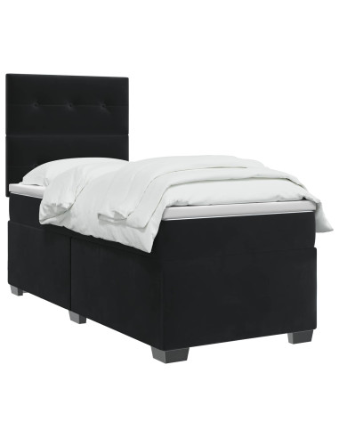 Letto box spring con materasso Nero 80 x 200 cm Velluto