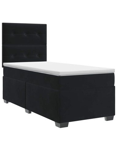 Letto box spring con materasso Nero 80 x 200 cm Velluto