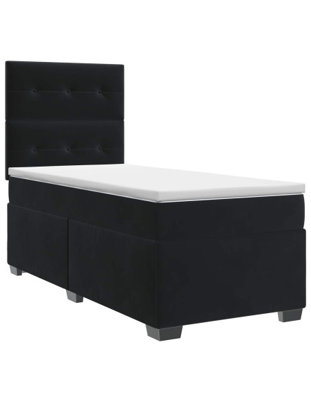 Letto box spring con materasso Nero 80 x 200 cm Velluto
