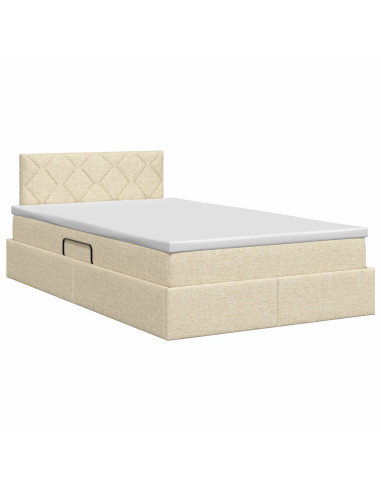 Letto con contenitore e materasso Crema 120 x 190 cm Velluto