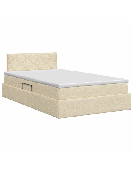 Letto con contenitore e materasso Crema 120 x 190 cm Velluto