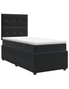 Letto box spring con materasso Nero 80 x 200 cm Velluto