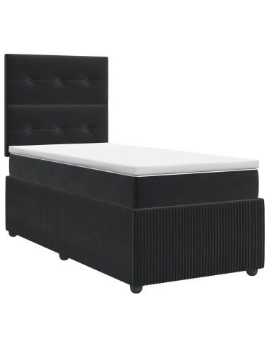 Letto box spring con materasso Nero 80 x 200 cm Velluto