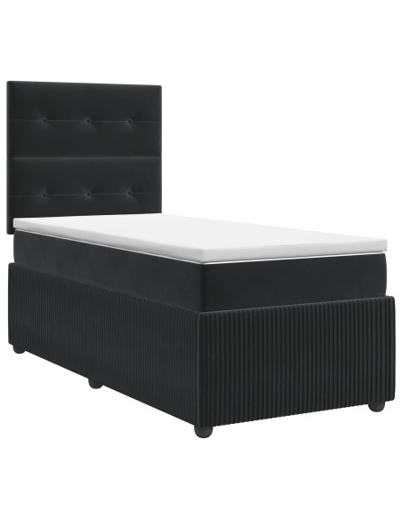 Letto box spring con materasso Nero 80 x 200 cm Velluto
