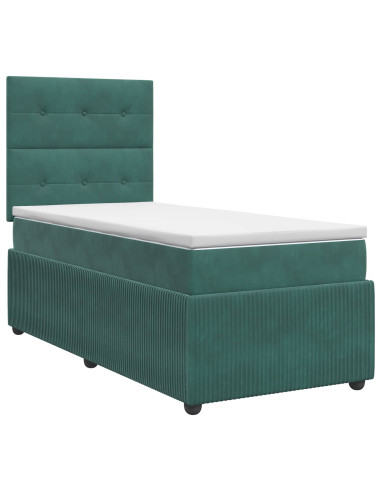 Letto box spring con materasso Verde Scuro 80 x 200 cm Velluto