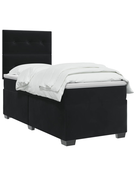Letto box spring con materasso Nero 80 x 200 cm Velluto