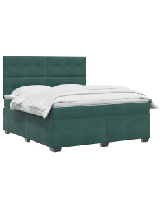 Letto box spring con materasso Verde Scuro 160 x 200 cm Velluto 2