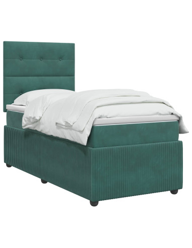 Letto box spring con materasso Verde Scuro 80 x 200 cm Velluto