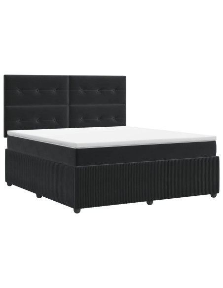 Letto box spring con materasso Nero 160 x 200 cm Velluto