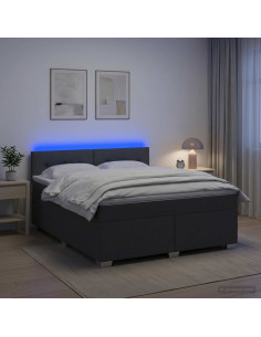 Letto con Box Spring, Materasso e LED Grigio Scuro 180 x 200 cm