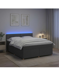 Letto box spring con materasso Grigio Scuro 180 x 200 cm