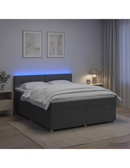 Letto box spring con materasso Grigio Scuro 180 x 200 cm