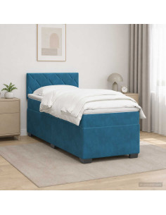 Letto con Box Spring, Materasso e LED Blu 100 x 200 cm Velluto