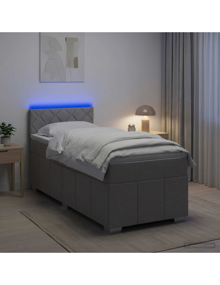 Letto box spring con materasso Grigio Chiaro 100 x 200 cm