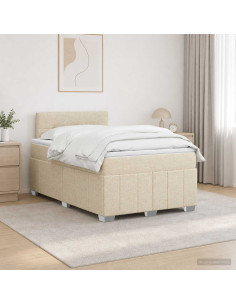Letto box spring con materasso Crema 120 x 190 cm Tessuto