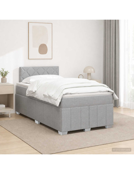 Letto box spring con materasso Grigio Chiaro 120 x 200 cm