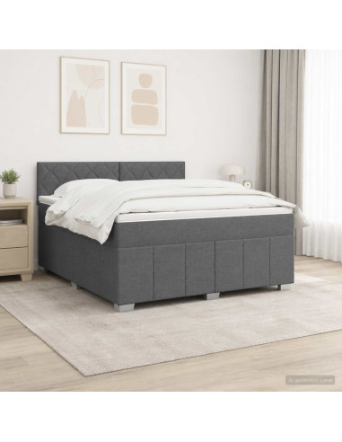 Letto box spring con materasso Grigio Scuro 140 x 190 cm