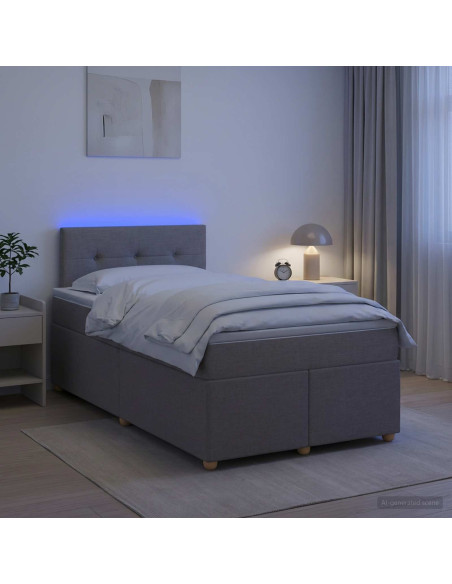 Letto box spring con materasso Tortora 120 x 190 cm Tessuto