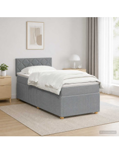 Letto box spring con materasso Grigio Chiaro 100 x 200 cm