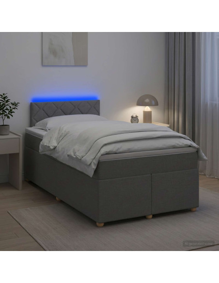 Letto box spring con materasso Grigio Chiaro 120 x 190 cm