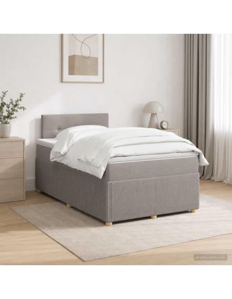Letto box spring con materasso Tortora 120 x 190 cm Tessuto